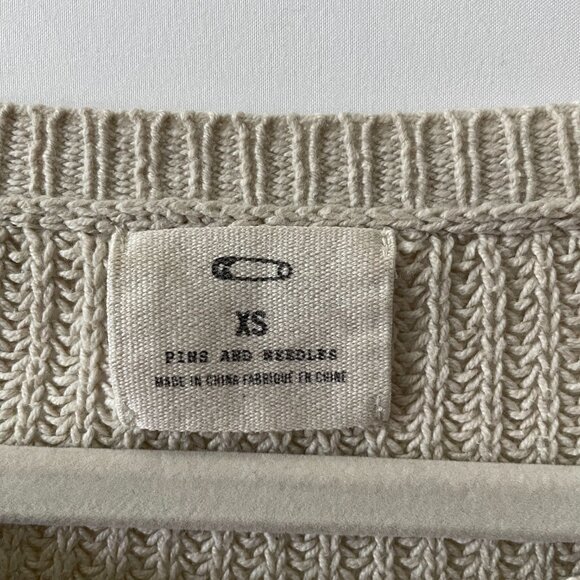 Bundle 2 Pins And Needles Anthropologie Green Ivory Crew Lace Hem Sweater XS - Picture 11 of 16